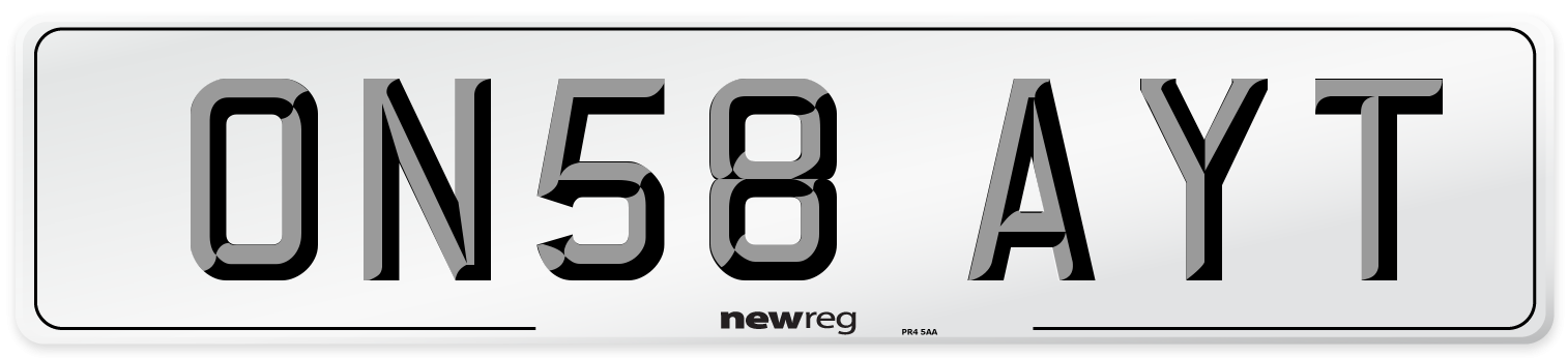 ON58 AYT Number Plate from New Reg